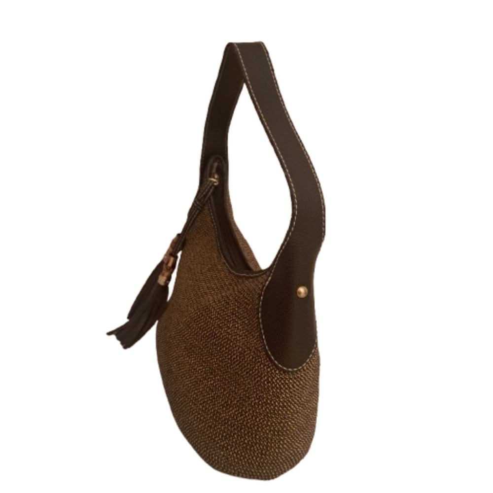 Talbots Vintage Bamboo Tassle Raffia Shoulder Bag - Picture 3 of 14